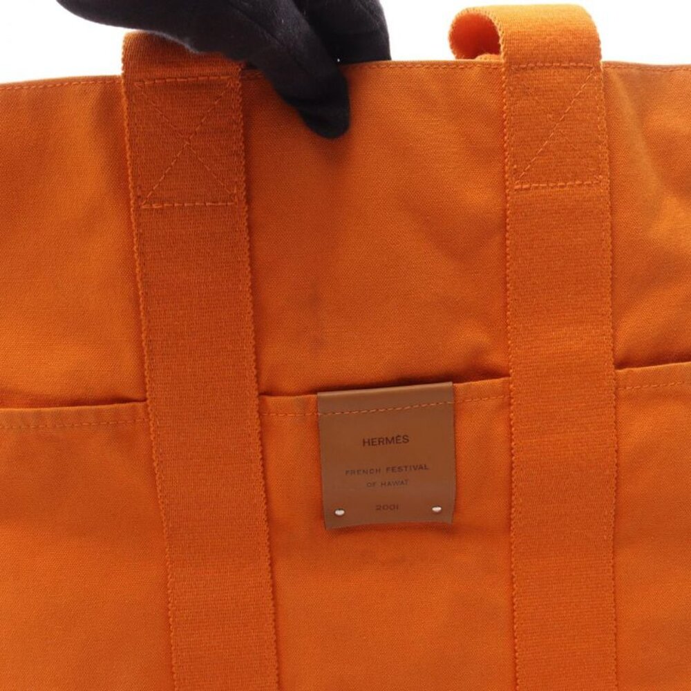 Hermes Tote Bag Fourre Tout Cabas Orange Canvas Fourre Tout Cabas - Picture 11 of 14